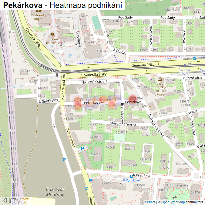 Mapa Pekárkova - Firmy v ulici.