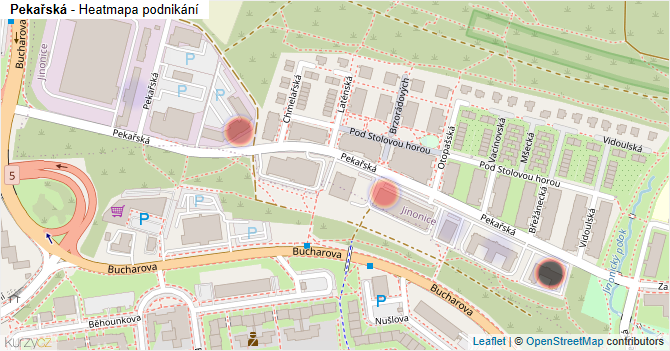 Pekařská - mapa podnikání