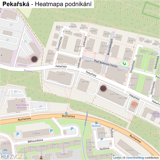 Mapa Pekařská - Firmy v ulici.