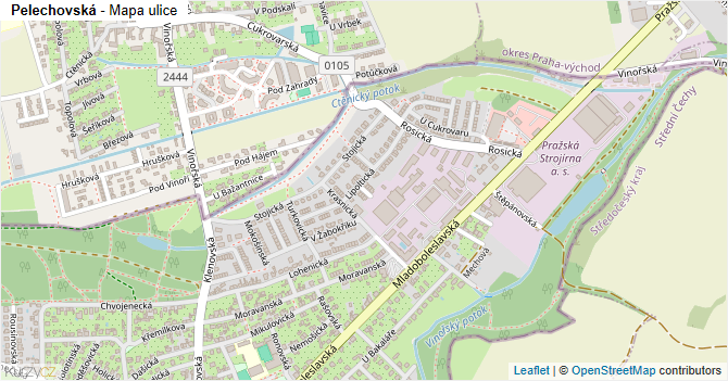 Pelechovská - mapa ulice