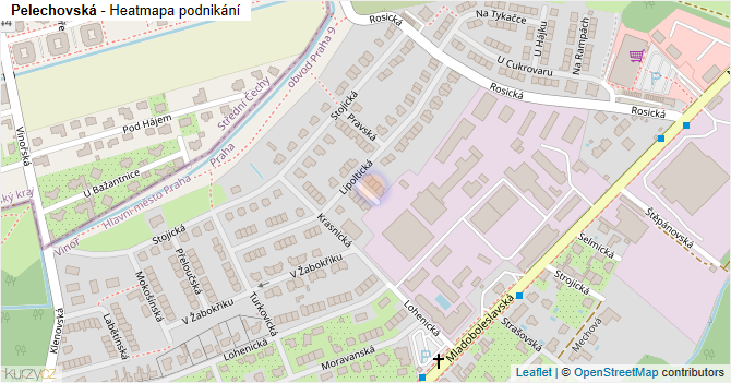 Pelechovská - mapa podnikání