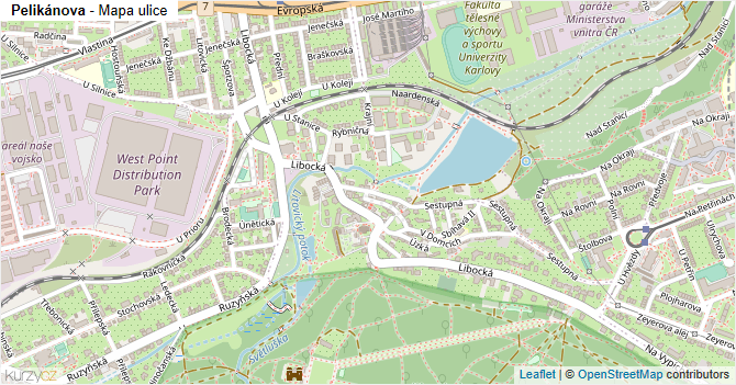 Pelikánova - mapa ulice