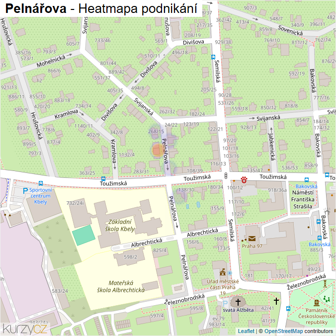 Mapa Pelnářova - Firmy v ulici.