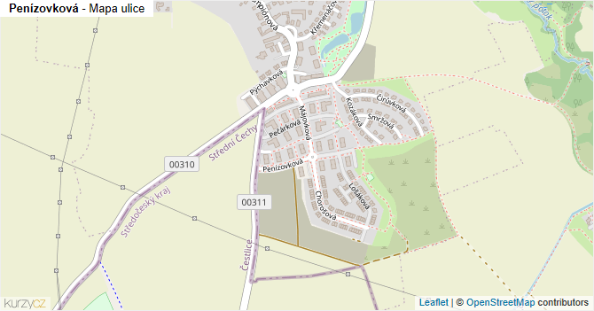 Penízovková - mapa ulice
