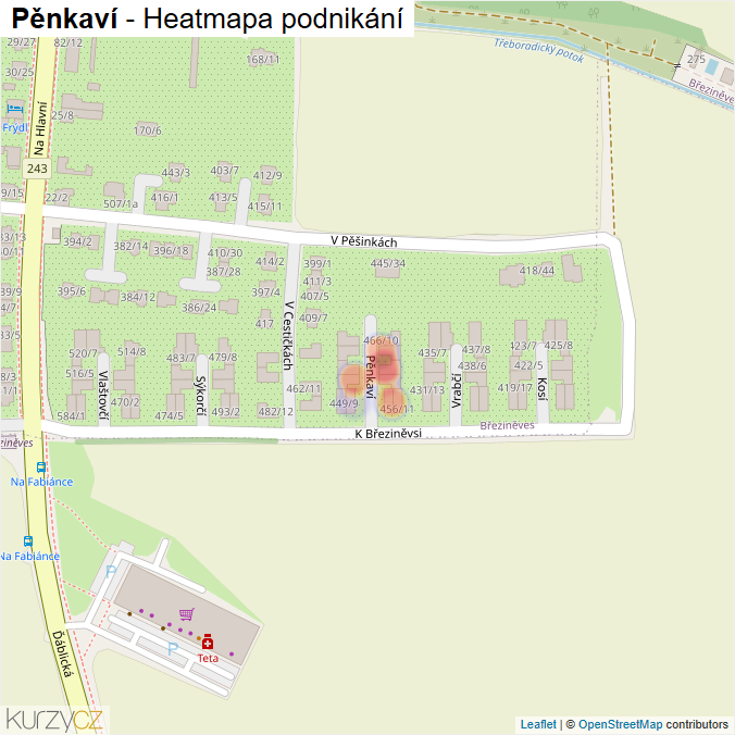 Mapa Pěnkaví - Firmy v ulici.