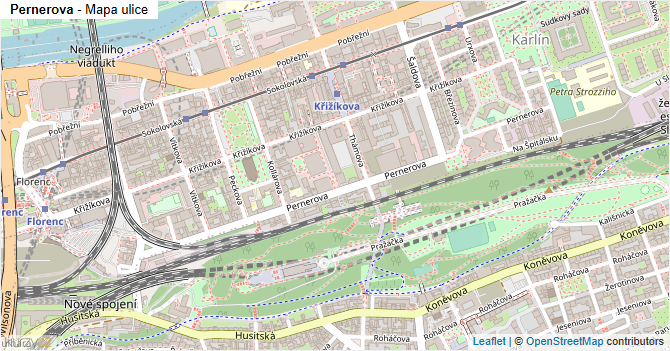 Pernerova - mapa ulice