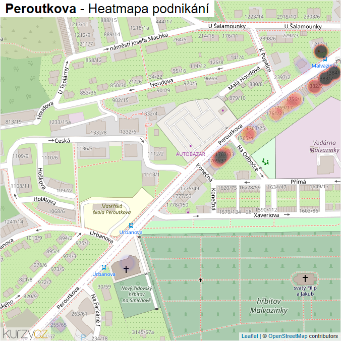 Mapa Peroutkova - Firmy v ulici.