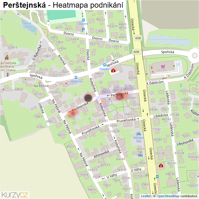 Mapa Perštejnská - Firmy v ulici.