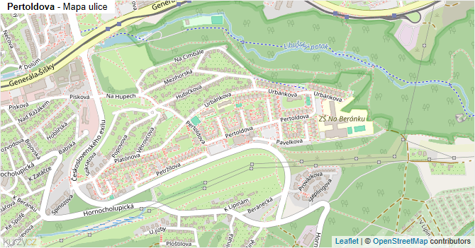 Pertoldova - mapa ulice