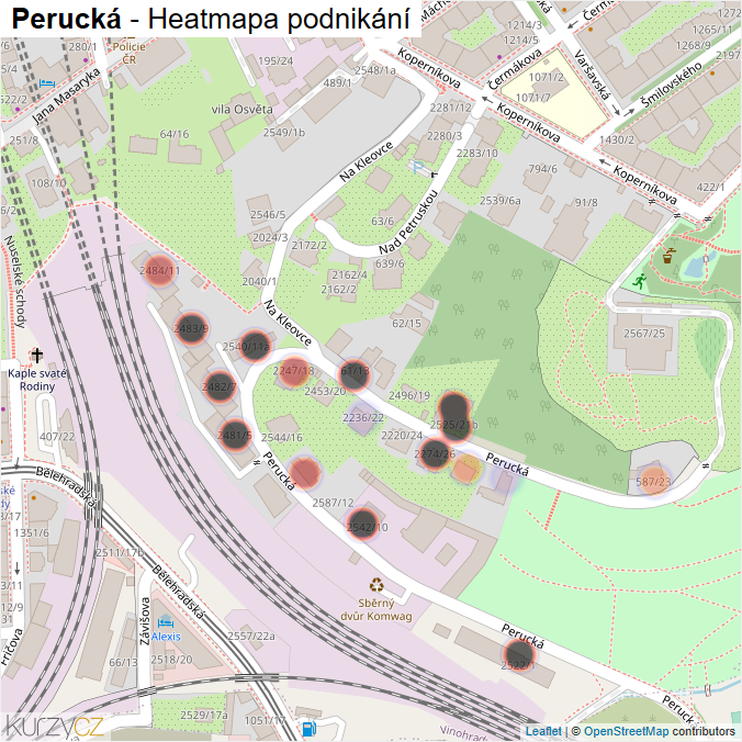 Mapa Perucká - Firmy v ulici.