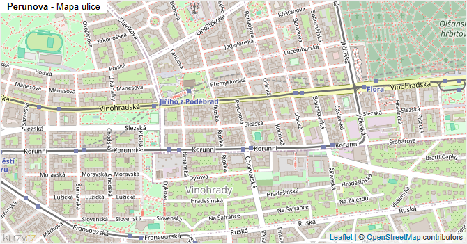 Perunova - mapa ulice