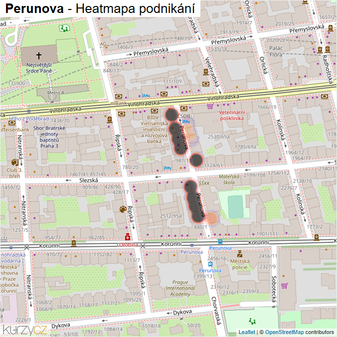 Mapa Perunova - Firmy v ulici.