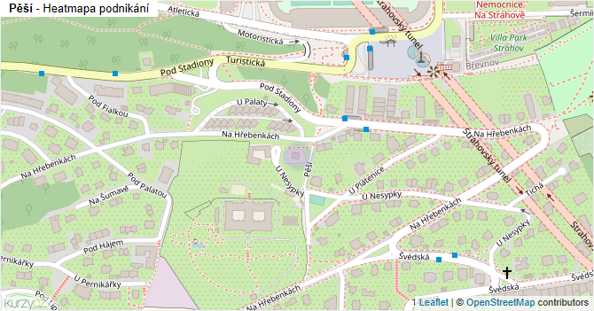 Pěší - mapa podnikání
