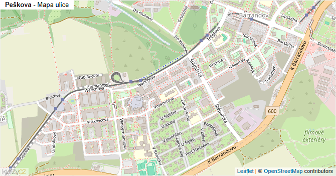 Peškova - mapa ulice