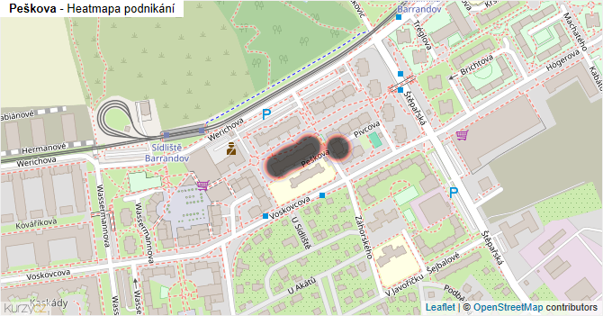 Peškova - mapa podnikání