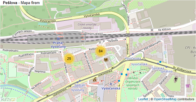 Pešlova - mapa firem