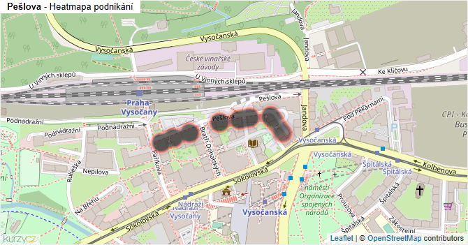 Pešlova - mapa podnikání
