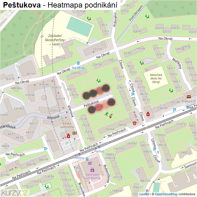 Mapa Peštukova - Firmy v ulici.