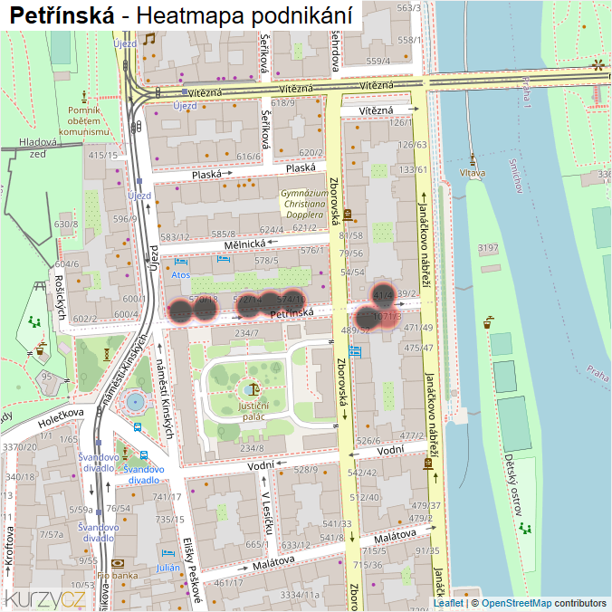 Mapa Petřínská - Firmy v ulici.