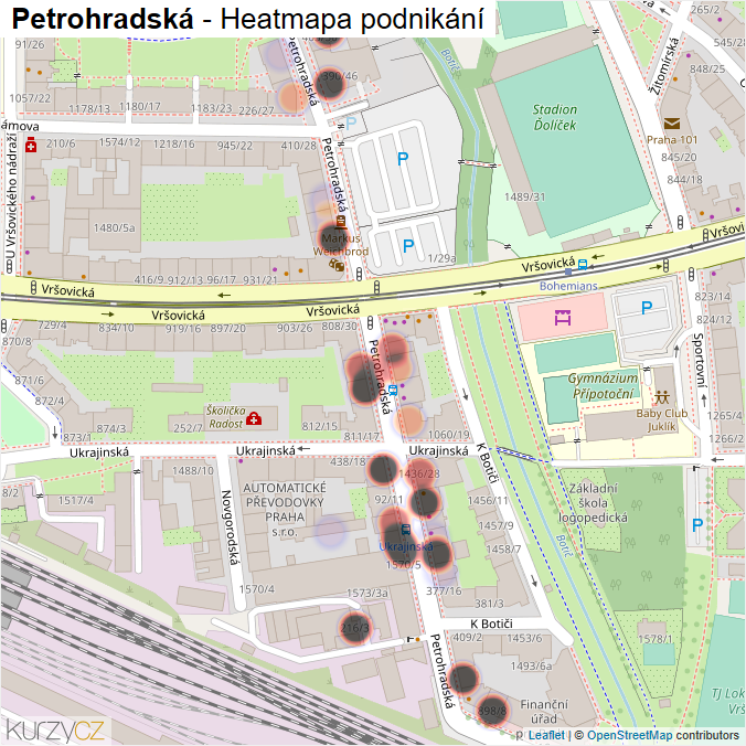 Mapa Petrohradská - Firmy v ulici.