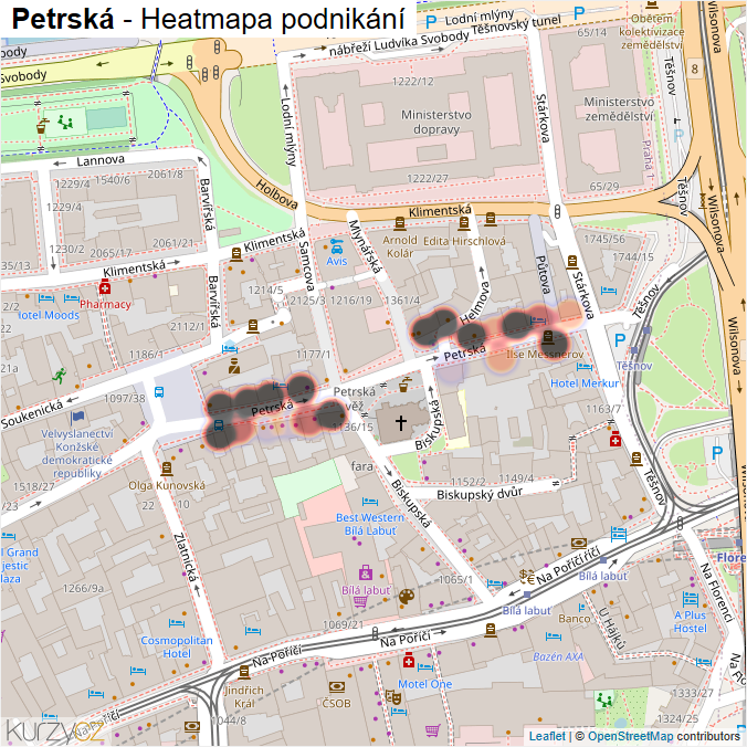 Mapa Petrská - Firmy v ulici.