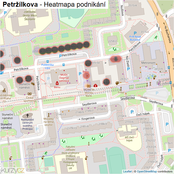 Mapa Petržílkova - Firmy v ulici.
