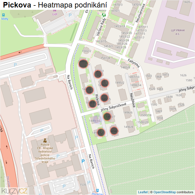 Mapa Pickova - Firmy v ulici.