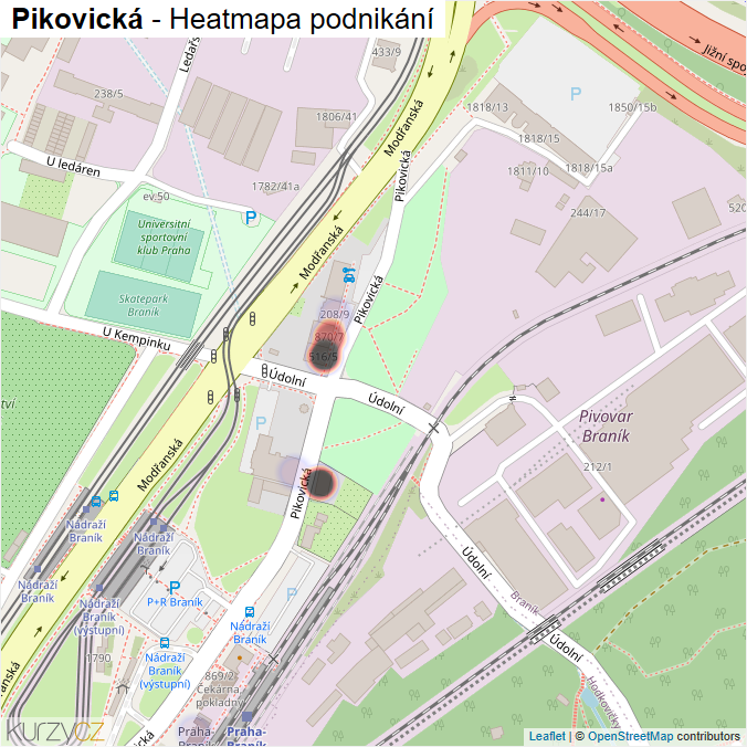 Mapa Pikovická - Firmy v ulici.