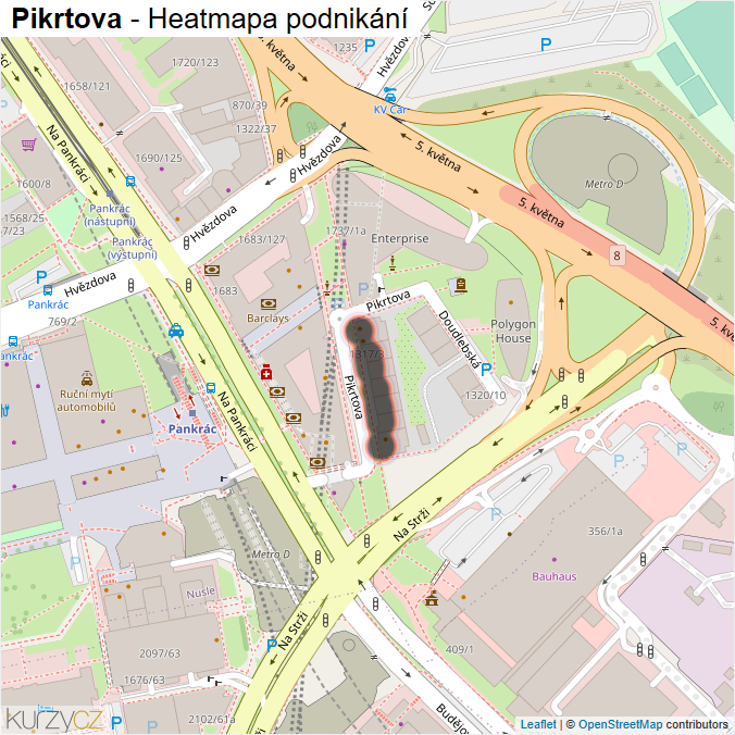 Mapa Pikrtova - Firmy v ulici.