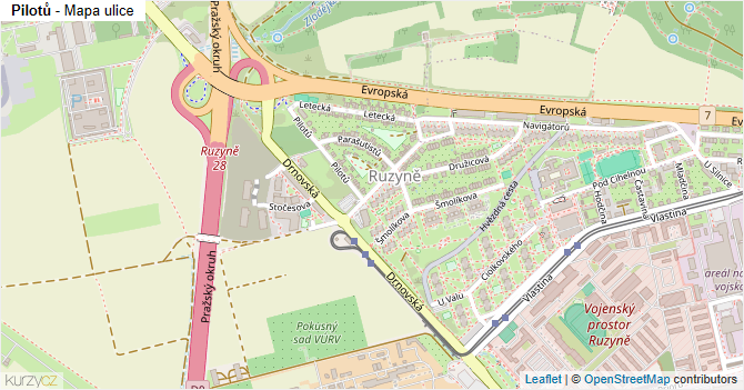 Pilotů - mapa ulice