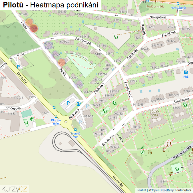 Mapa Pilotů - Firmy v ulici.