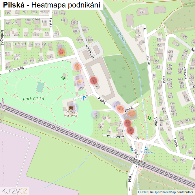 Mapa Pilská - Firmy v ulici.