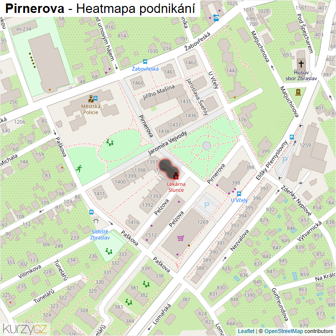 Mapa Pirnerova - Firmy v ulici.