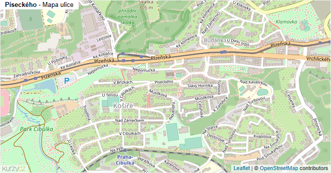Píseckého - mapa ulice