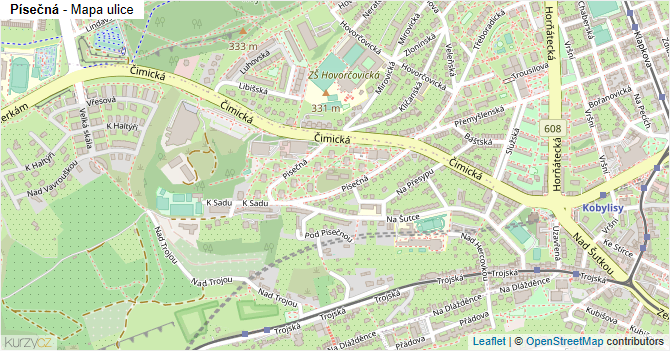 Písečná - mapa ulice