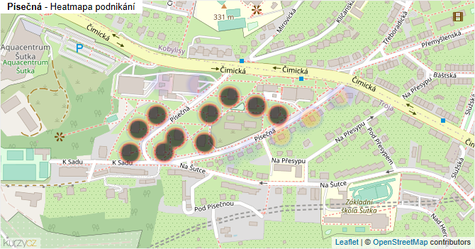 Písečná - mapa podnikání