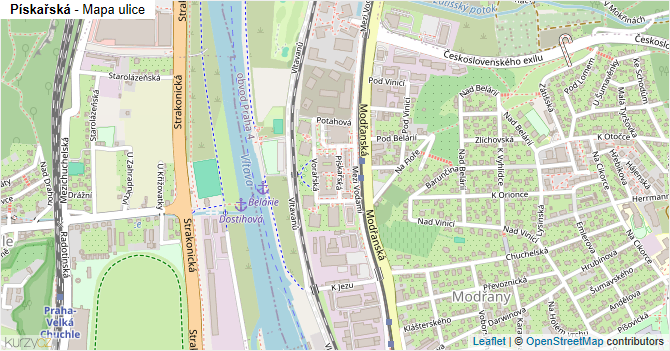 Pískařská - mapa ulice