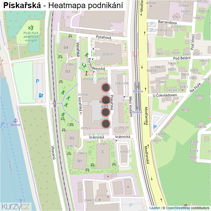 Mapa Pískařská - Firmy v ulici.