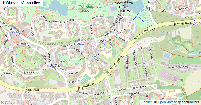Píškova - mapa ulice