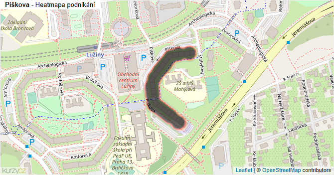 Píškova - mapa podnikání