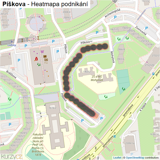 Mapa Píškova - Firmy v ulici.