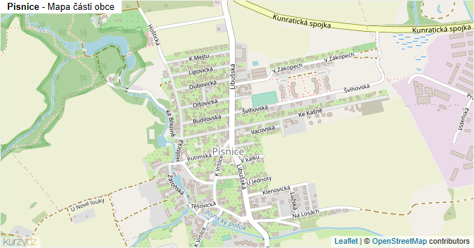 Písnice - mapa části obce