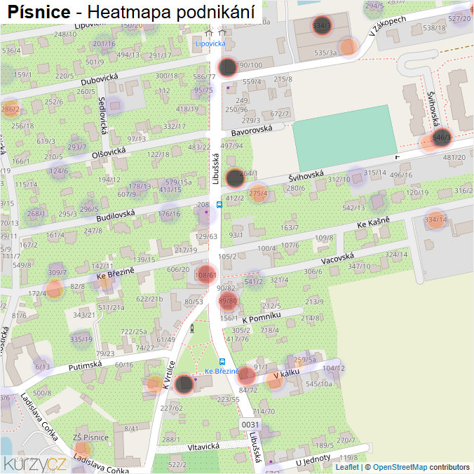 Mapa Písnice - Firmy v části obce.