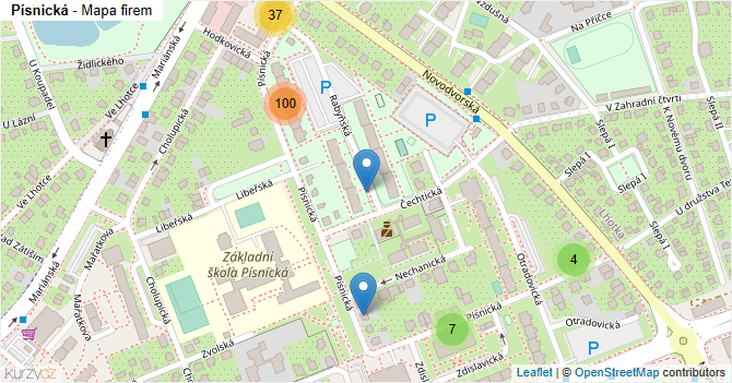 Písnická - mapa firem