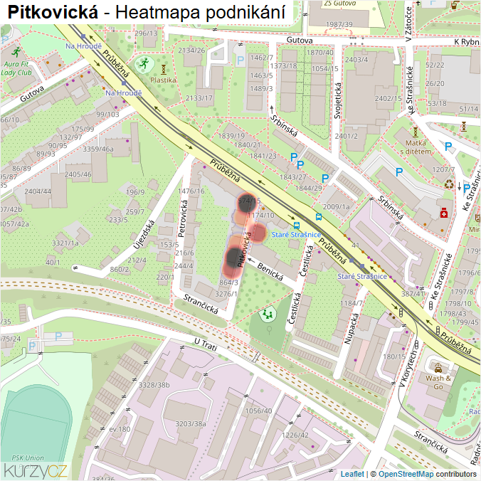 Mapa Pitkovická - Firmy v ulici.