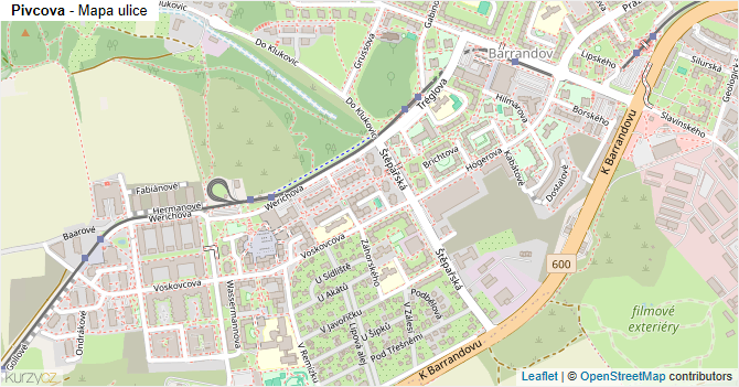 Pivcova - mapa ulice