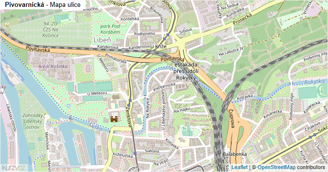 Pivovarnická - mapa ulice