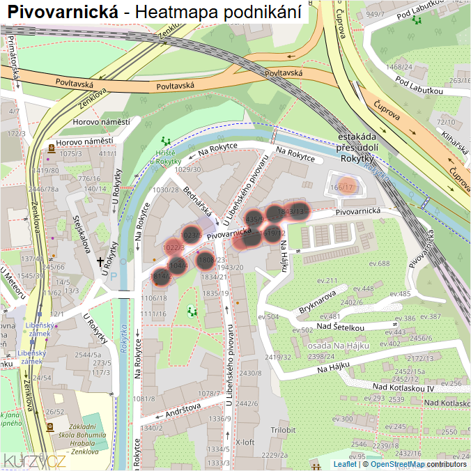 Mapa Pivovarnická - Firmy v ulici.