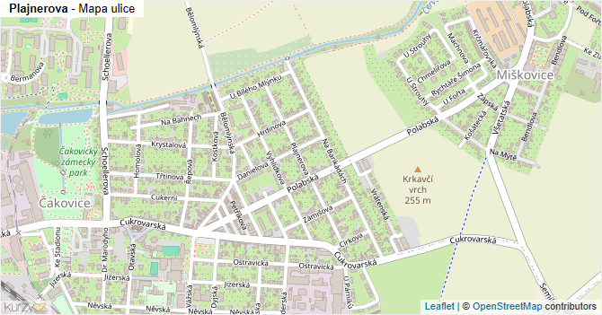 Plajnerova - mapa ulice