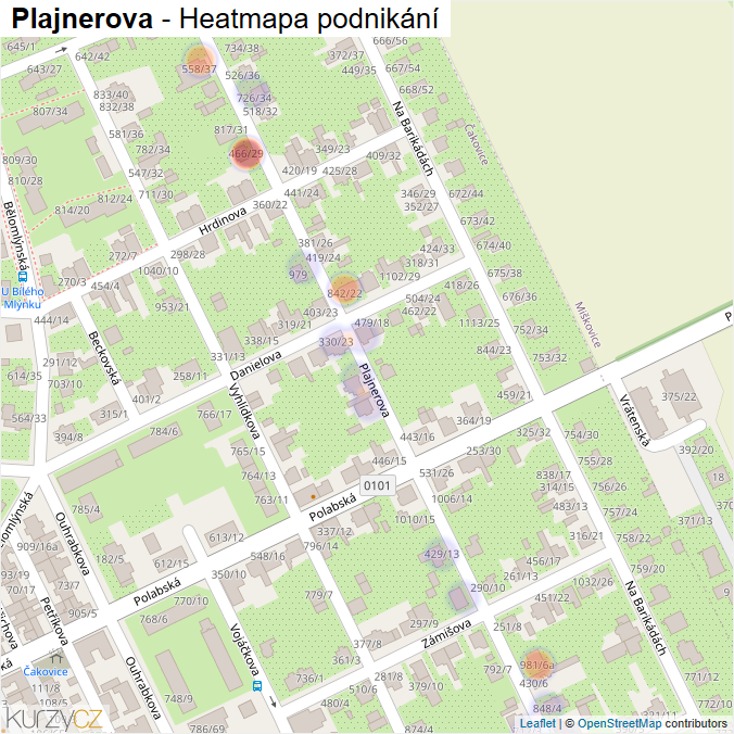 Mapa Plajnerova - Firmy v ulici.